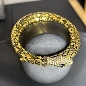 Gold Snake Bracelet with Crystal Accents